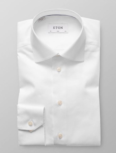 Eton white twill skjorte-Slim